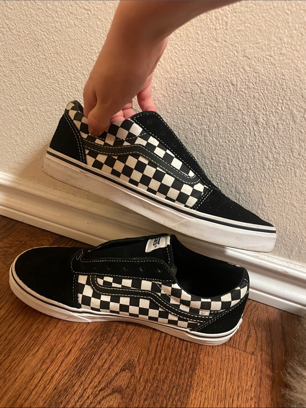 Vans Black and White Checkerboard Slip-On Sneakers (no laces) - Picture 5 of 6